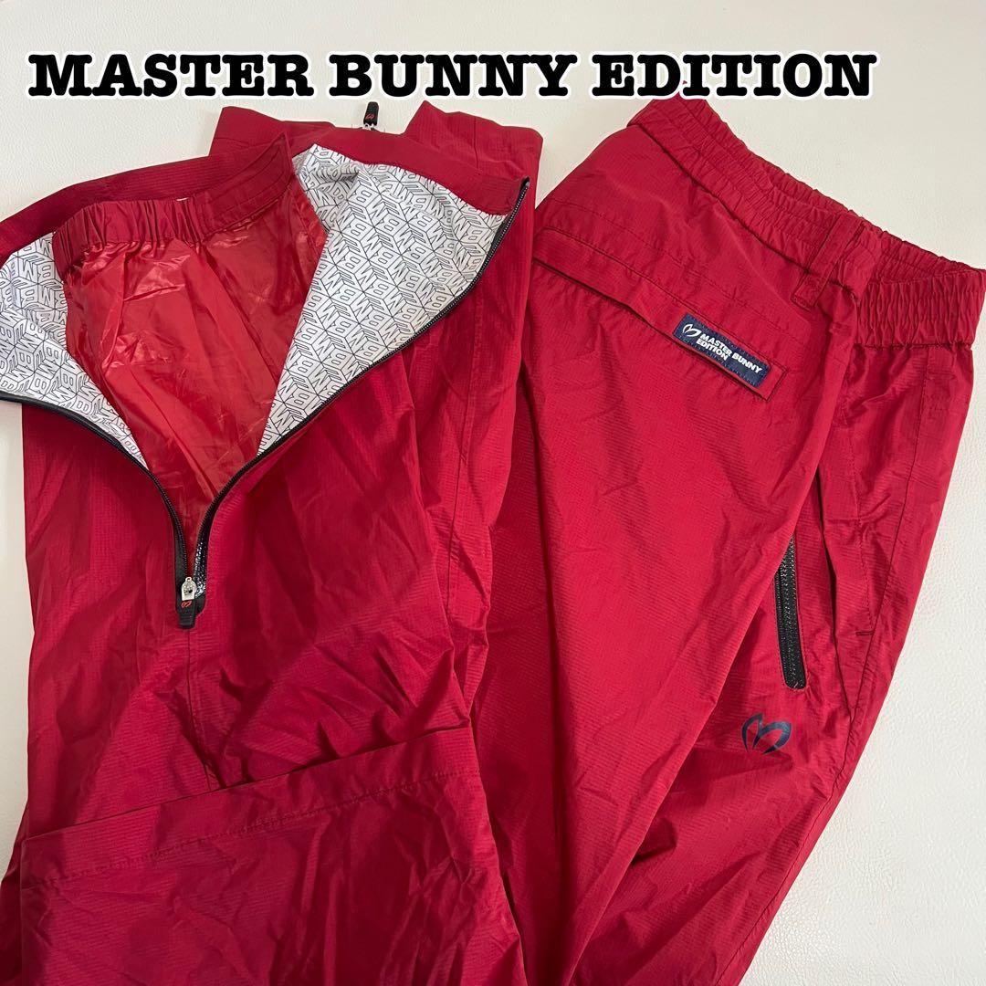 【レインウェア】マスターバニーエディション ゴルフパンツ 雨 耐水 レッド 総柄