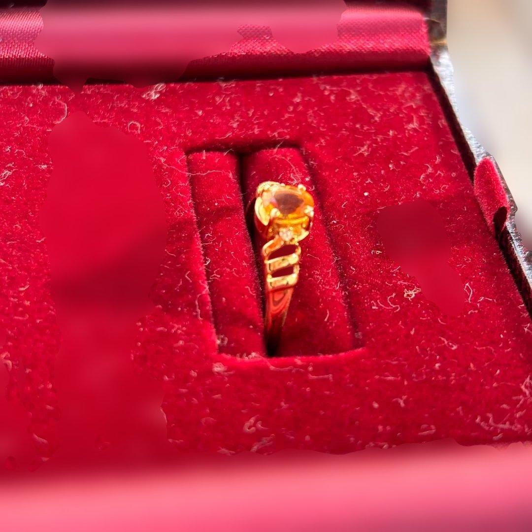 美品 K18 シトリントパーズ ダイヤ リング 13号程