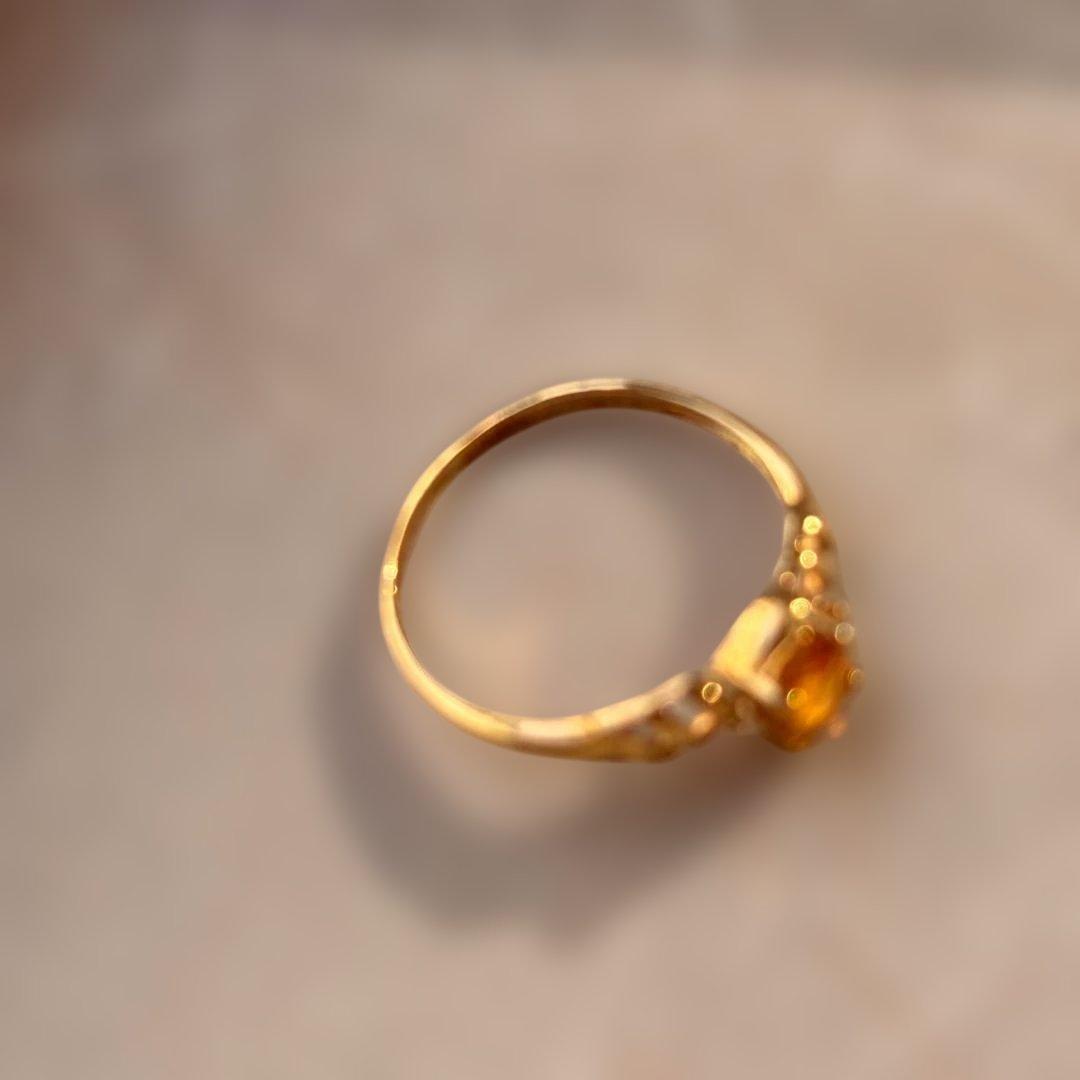 美品 K18 シトリントパーズ ダイヤ リング 13号程