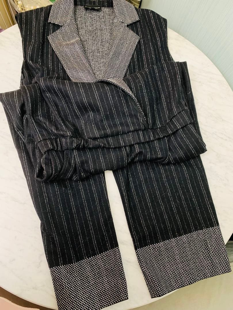 【美品】EMPORIO ARMANI ストライプオールインワン 40