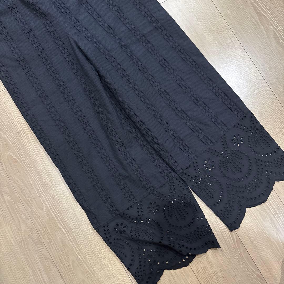 ブラック Vネック オールインワン 38