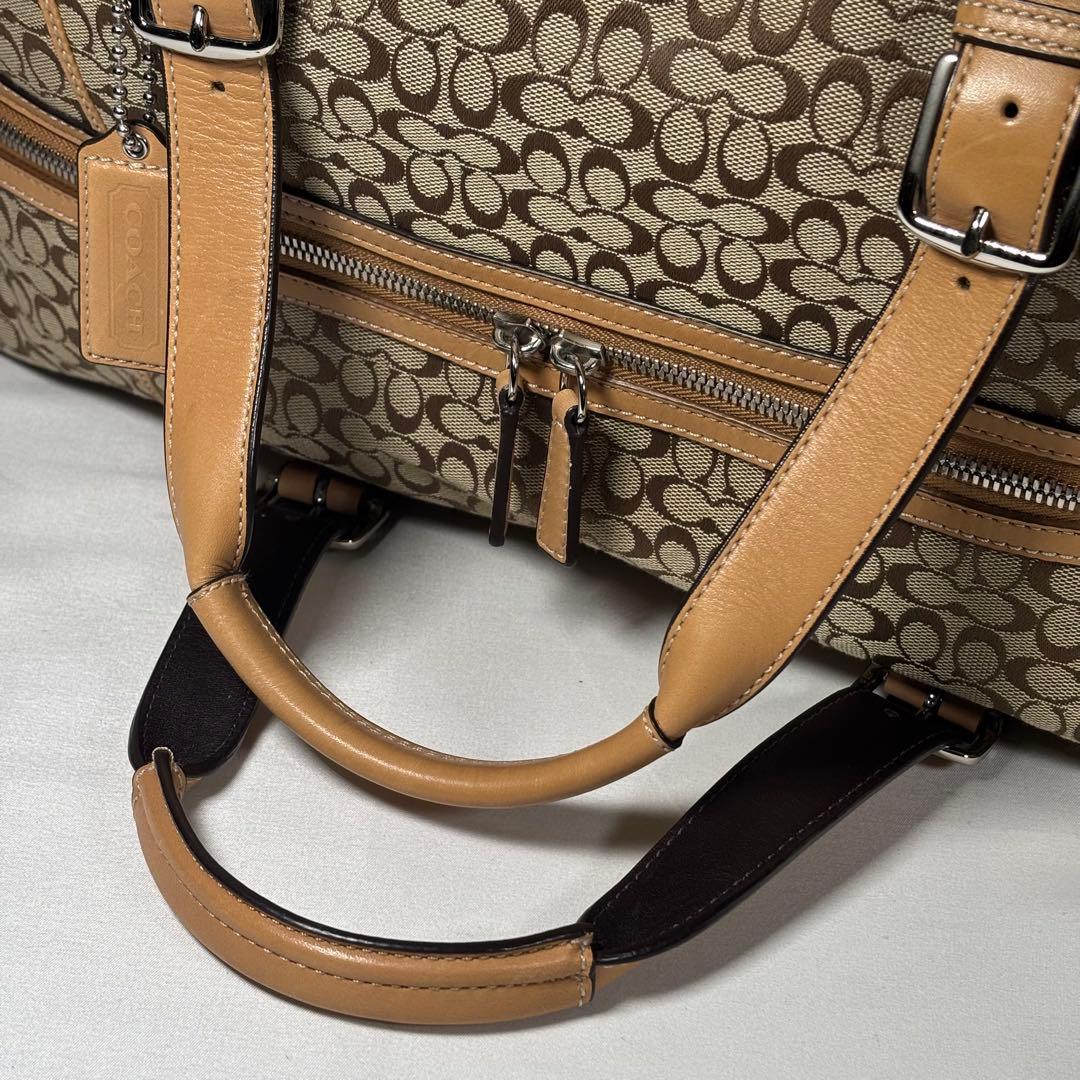 コーチ COACH ボストンバッグ ミニシグネチャー 総柄 キャンバス ブラウン