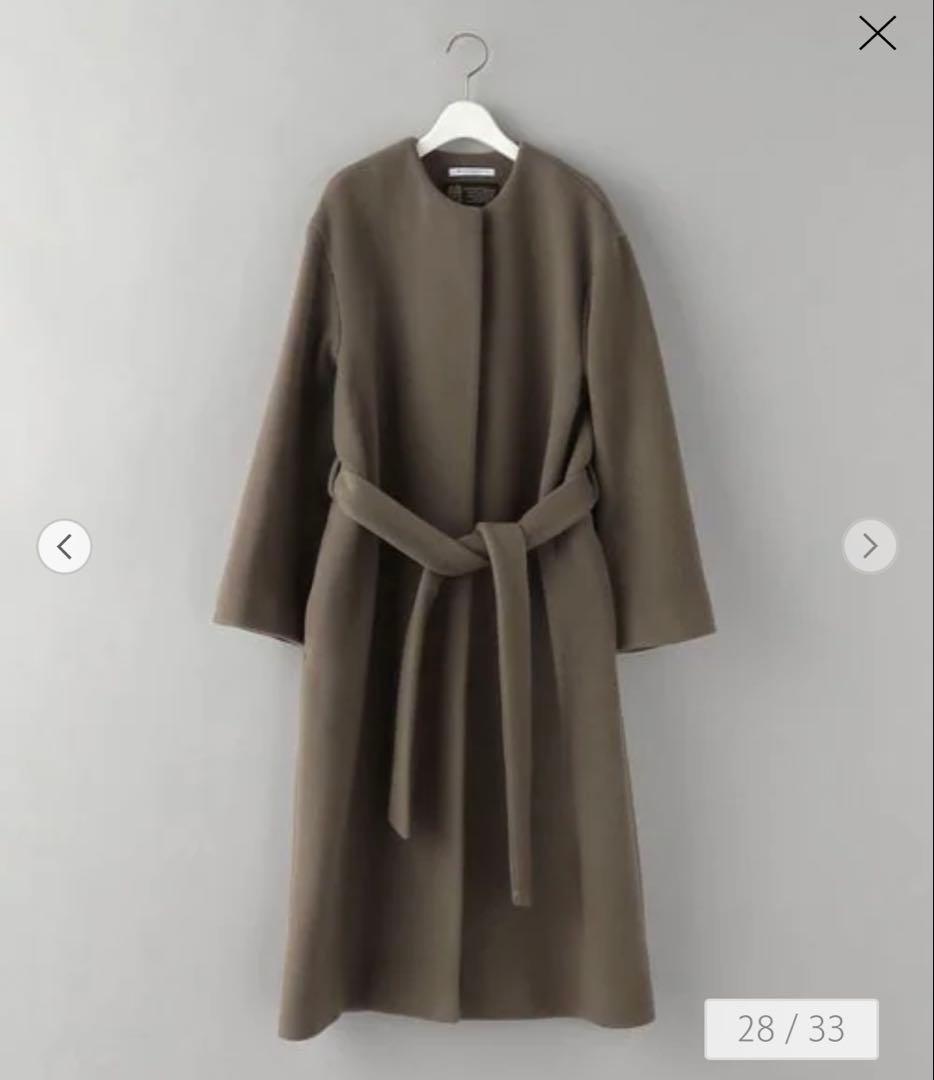 新品未使用☆ユナイテッドアローズ MANTECO ノーカラーベルトロングコート2