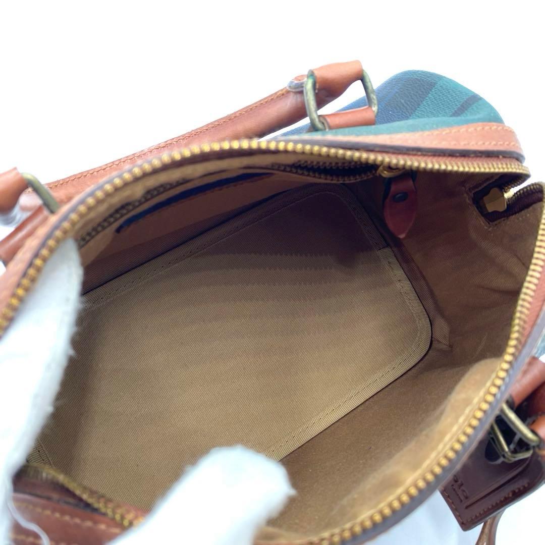 90s POLO RALPH LAUREN チェック柄 レザー ボストンバッグ