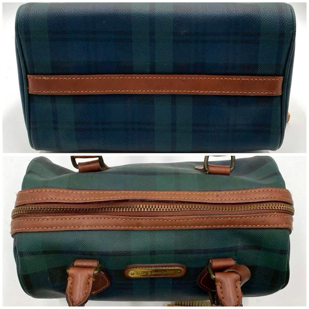 90s POLO RALPH LAUREN チェック柄 レザー ボストンバッグ