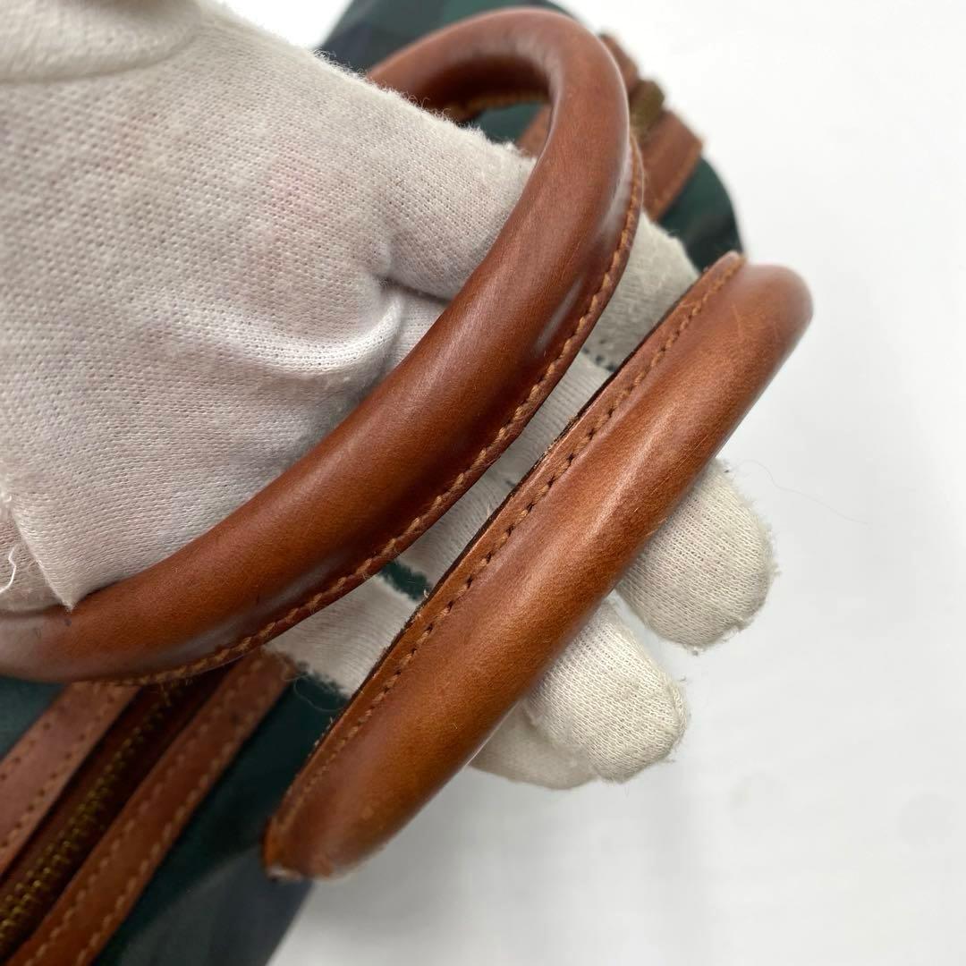 90s POLO RALPH LAUREN チェック柄 レザー ボストンバッグ