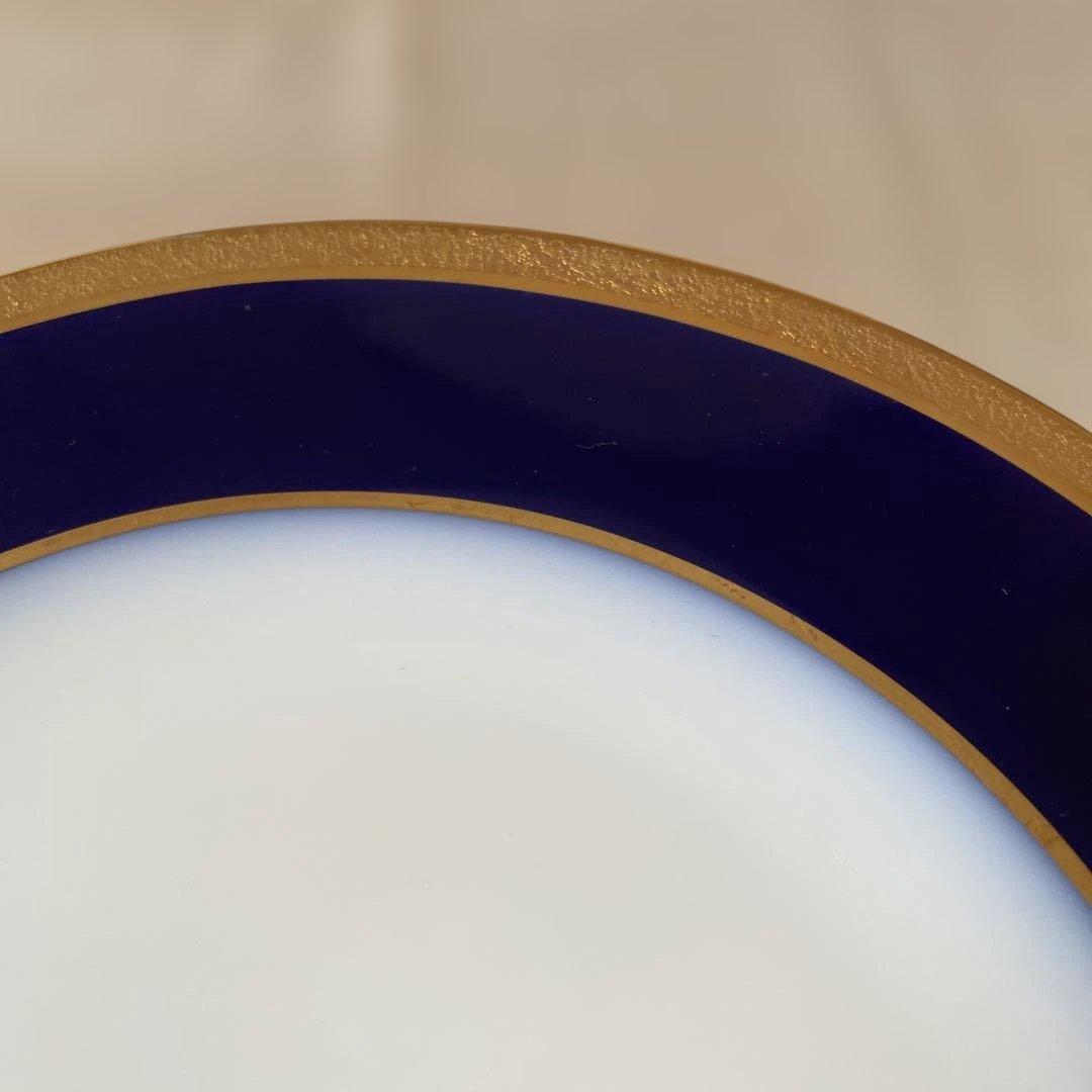 大倉陶園　20cmロイヤルブルー　金彩デザート皿　6枚組