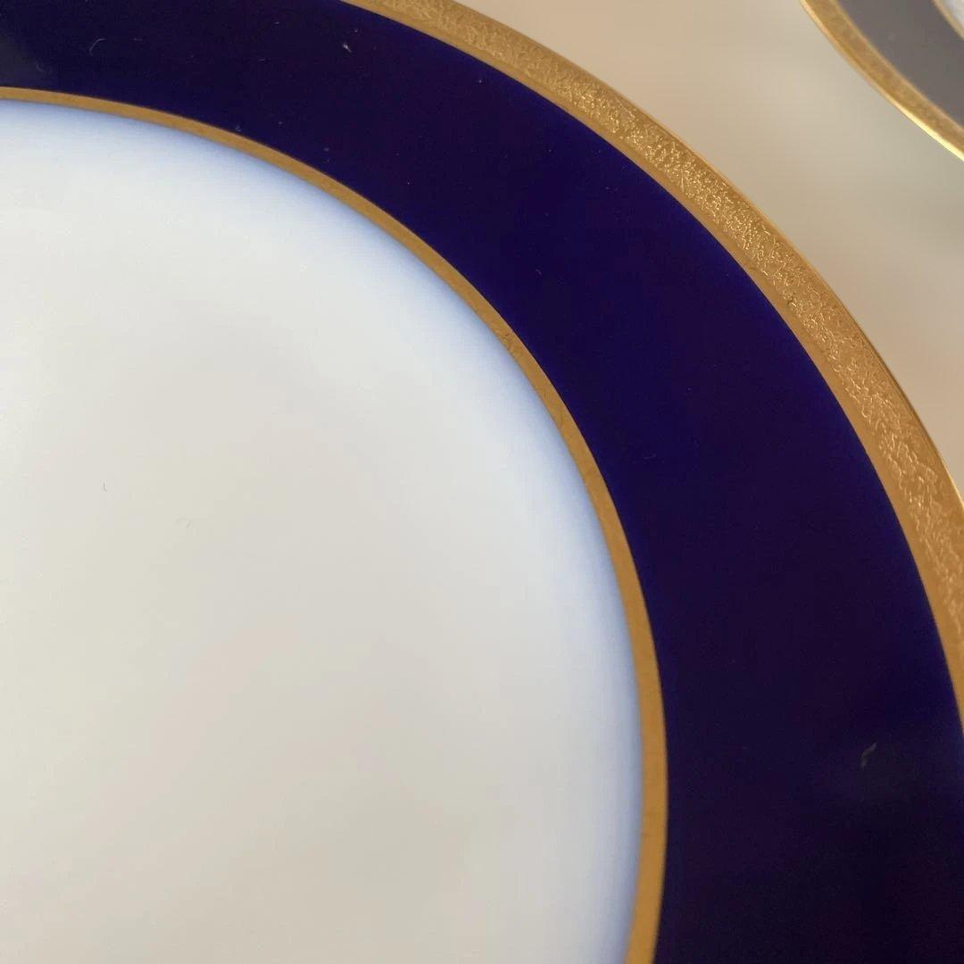 大倉陶園　20cmロイヤルブルー　金彩デザート皿　6枚組