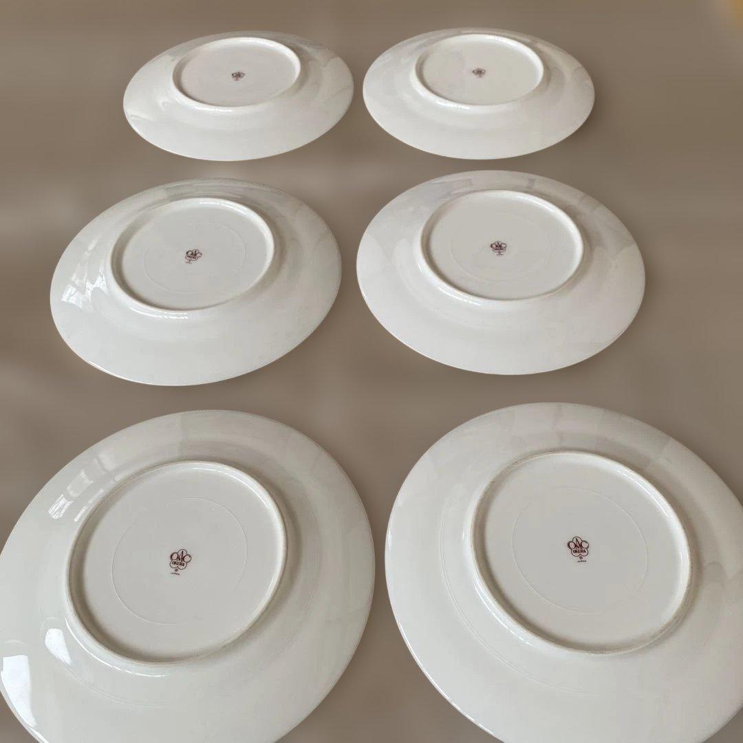 大倉陶園　20cmロイヤルブルー　金彩デザート皿　6枚組