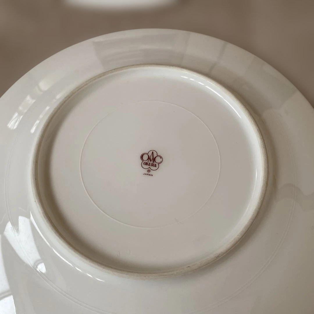 大倉陶園　20cmロイヤルブルー　金彩デザート皿　6枚組