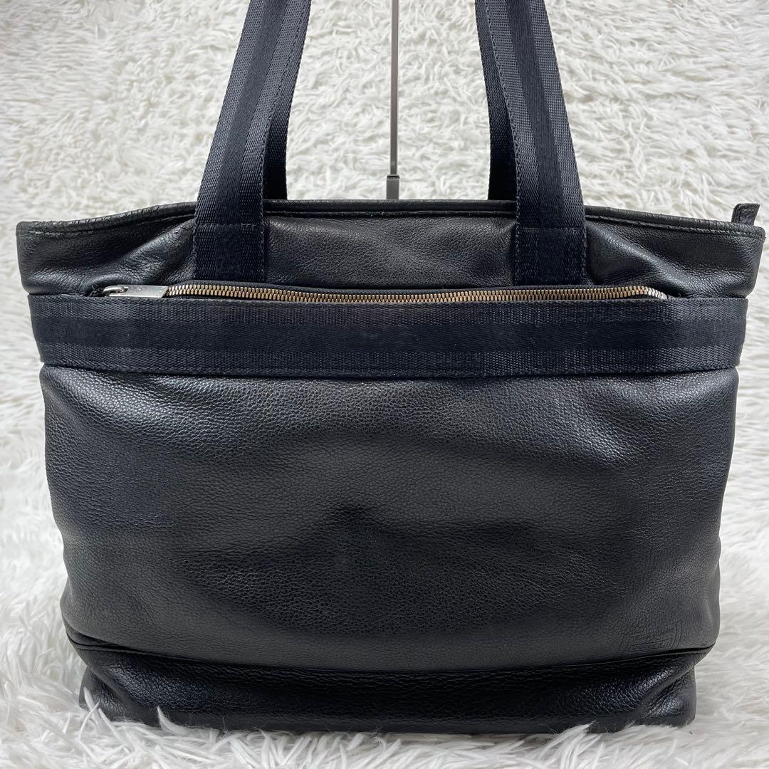 PORTER DELIGHTトートバッグ　ブラック　レザー　内カモフラ