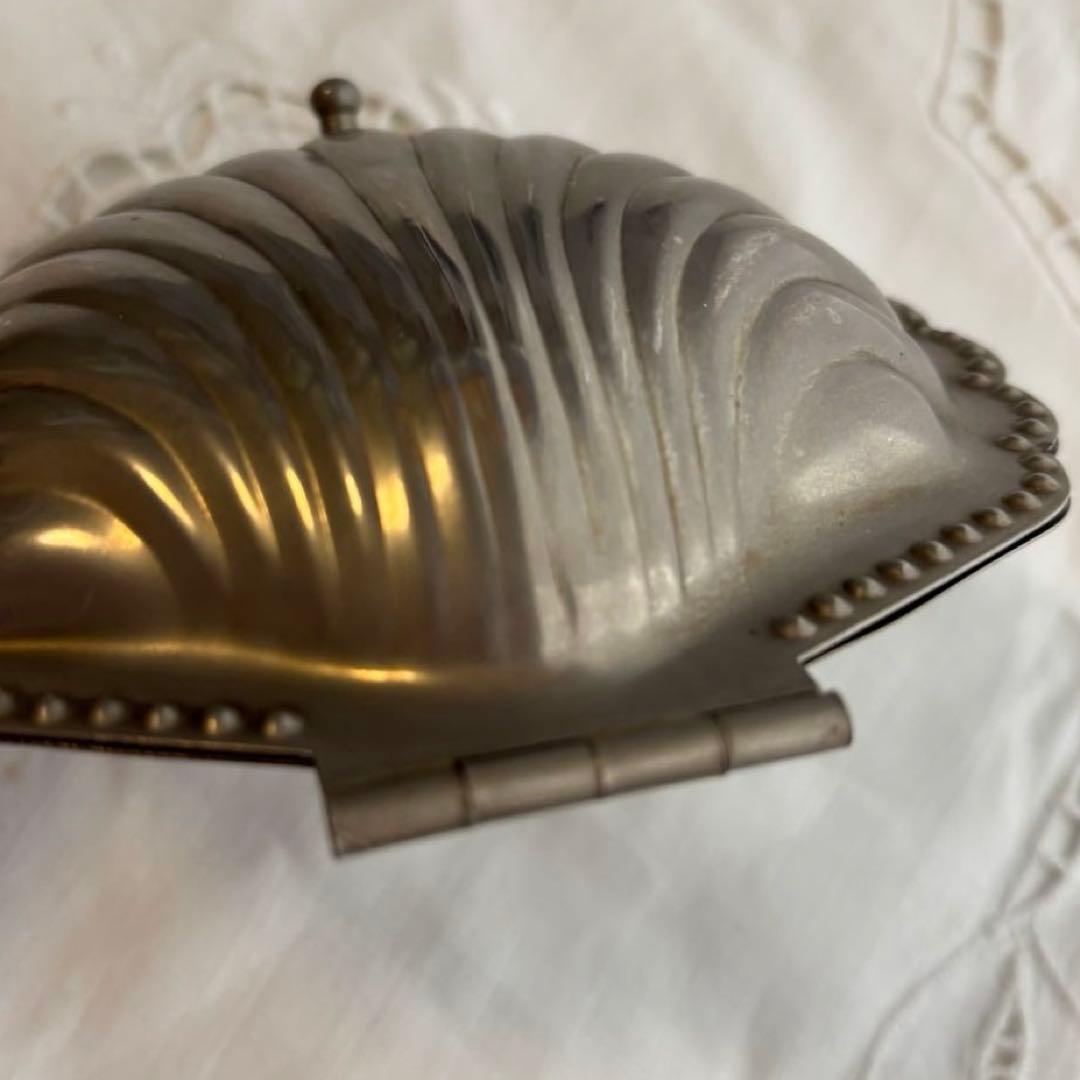 【フランス】バターディッシュ ヴィンテージ シェル 貝 マット ガラスプレート