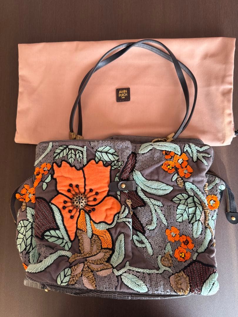 こ*る様 JAMIN PUECH ジャマンピエッシュ　花刺繍　トートバッグ　袋付