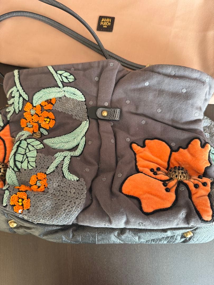 こ*る様 JAMIN PUECH ジャマンピエッシュ　花刺繍　トートバッグ　袋付