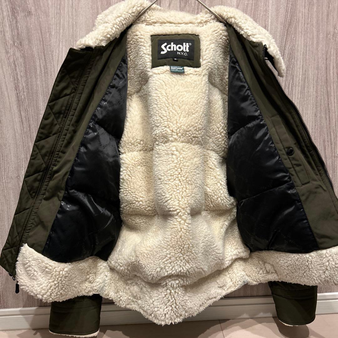 【美品】SCHOTT フライトボアジャケット レザーロゴジャケット 古着 M