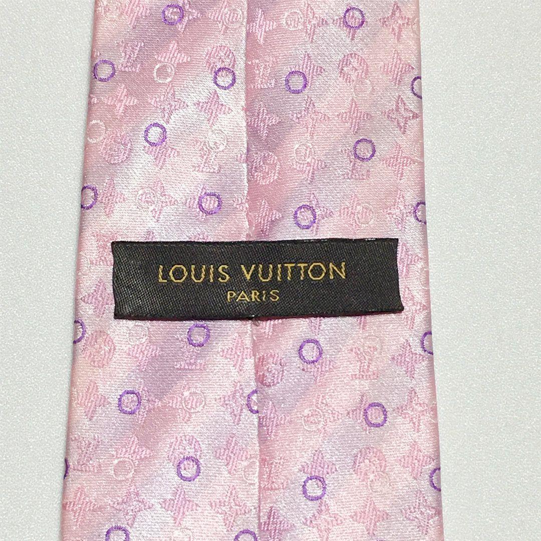 未使用級 ルイヴィトン Louis Vuitton ネクタイ ピンク モノグラム