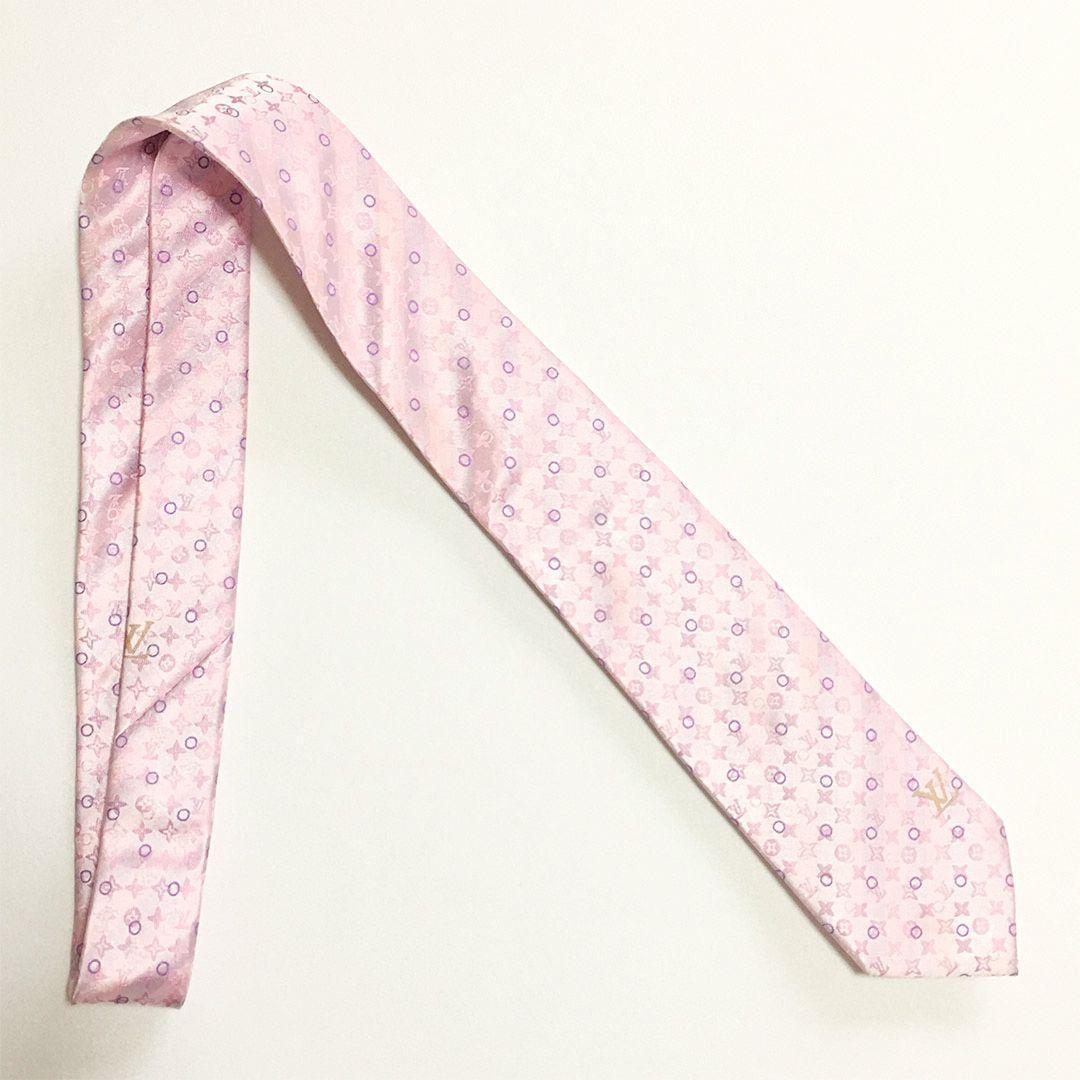 未使用級 ルイヴィトン Louis Vuitton ネクタイ ピンク モノグラム