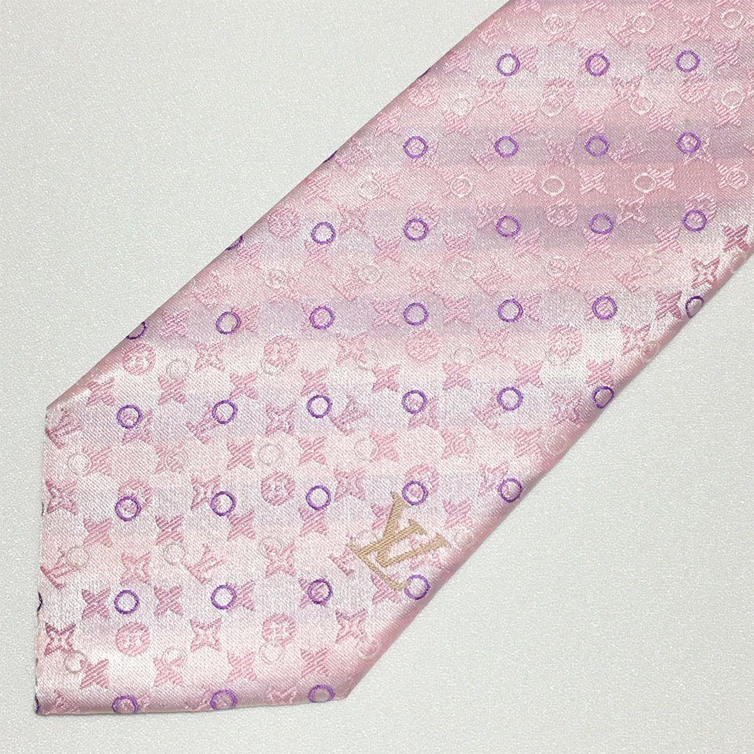 未使用級 ルイヴィトン Louis Vuitton ネクタイ ピンク モノグラム