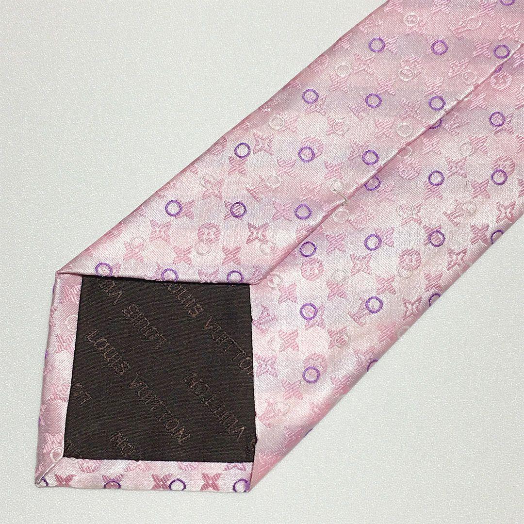 未使用級 ルイヴィトン Louis Vuitton ネクタイ ピンク モノグラム
