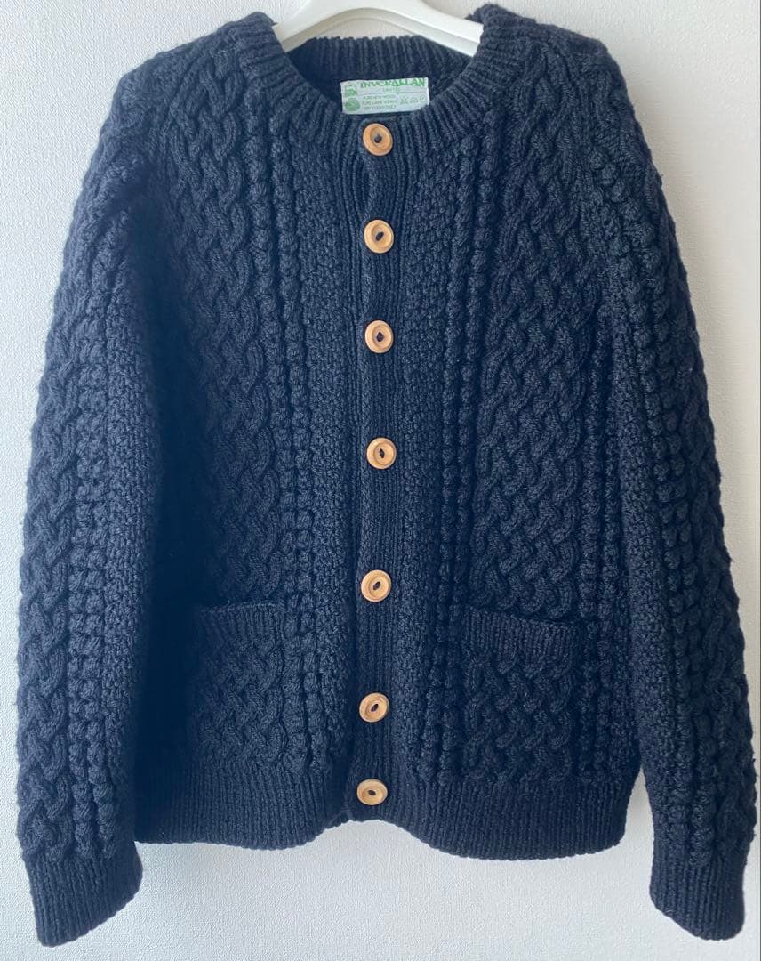 INVERALLAN: 4A ARAN CARDIGAN アランカーディガン濃紺
