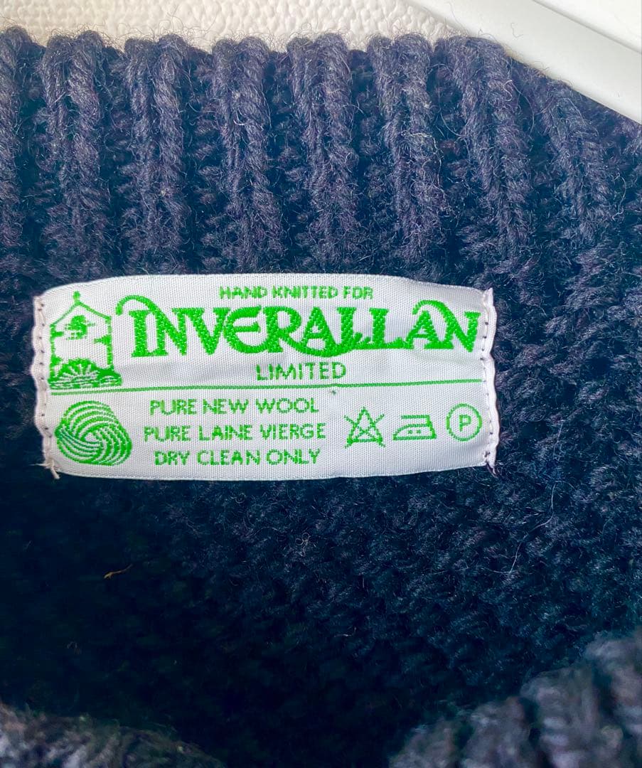 INVERALLAN: 4A ARAN CARDIGAN アランカーディガン濃紺