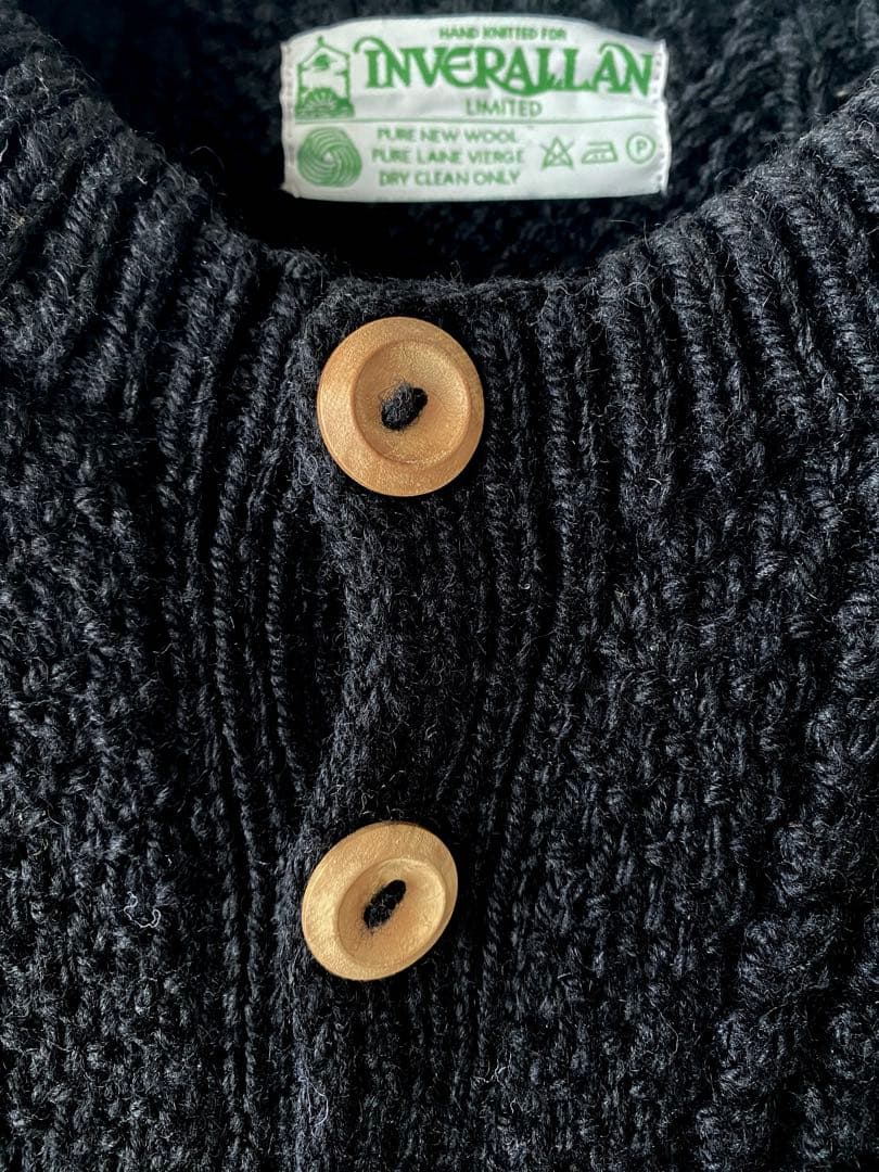 INVERALLAN: 4A ARAN CARDIGAN アランカーディガン濃紺