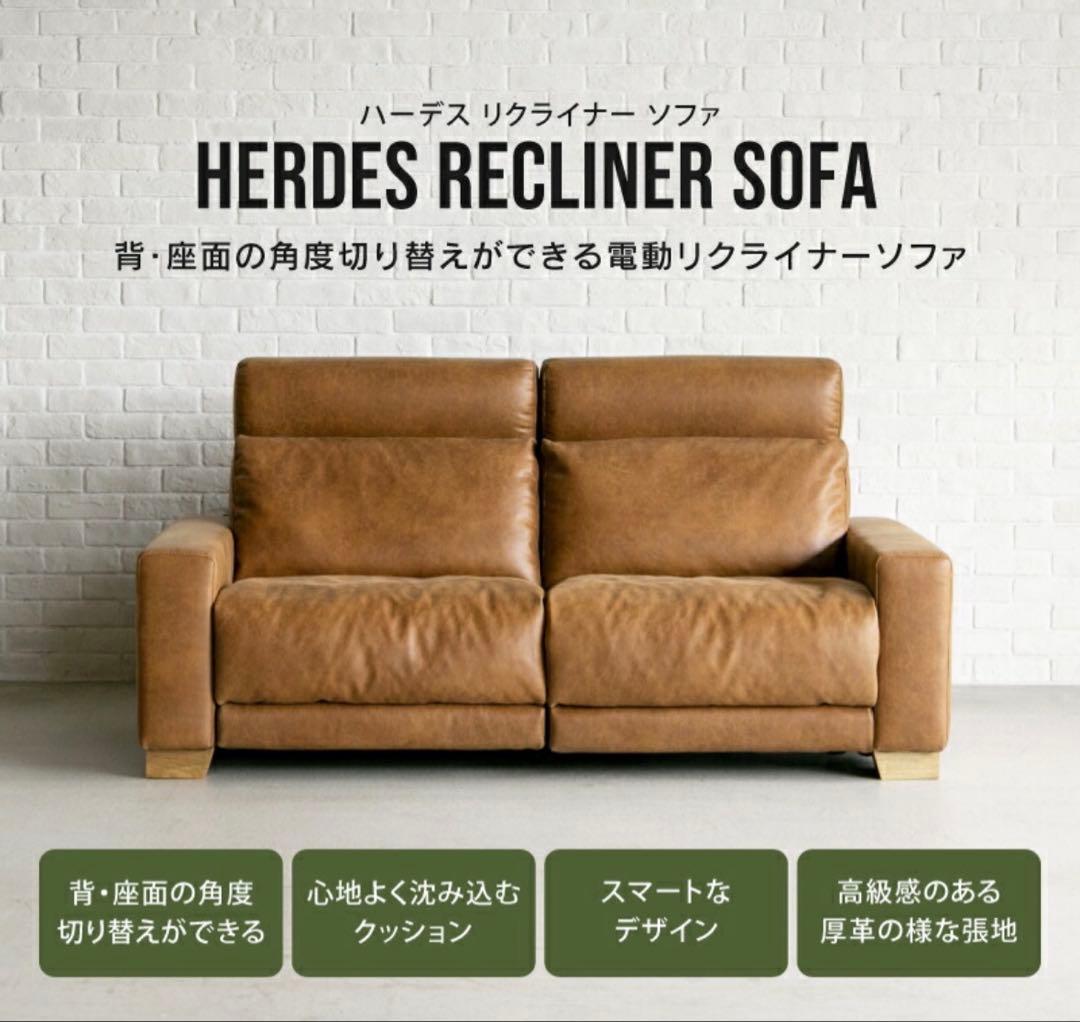 美品 電動リクライニングソファ 2.5人掛け クラッシュゲート グリード 送料込