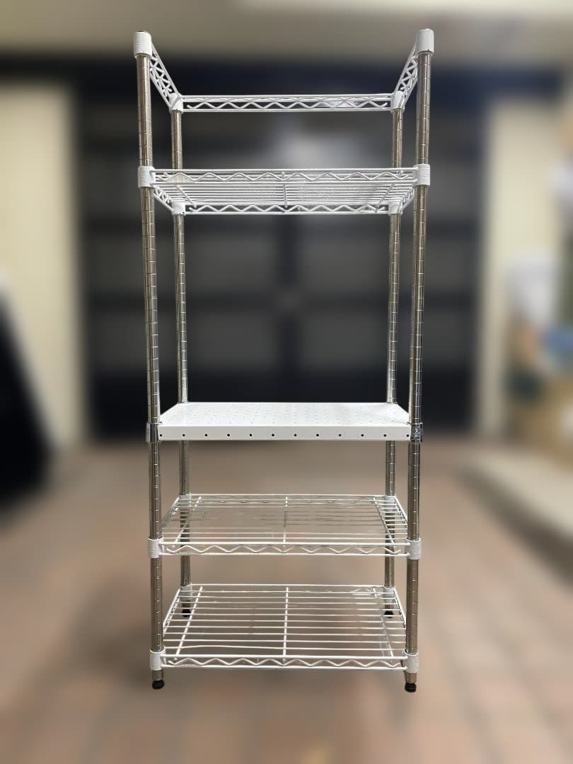 ホームエレクター 4段　ワイヤーシェルフ　3方クロスバー　フラットシェルフ