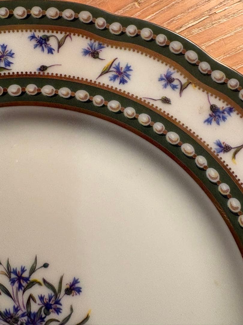 ロワイヤルリモージュ　 真珠とヤグルマギク　ケーキ皿