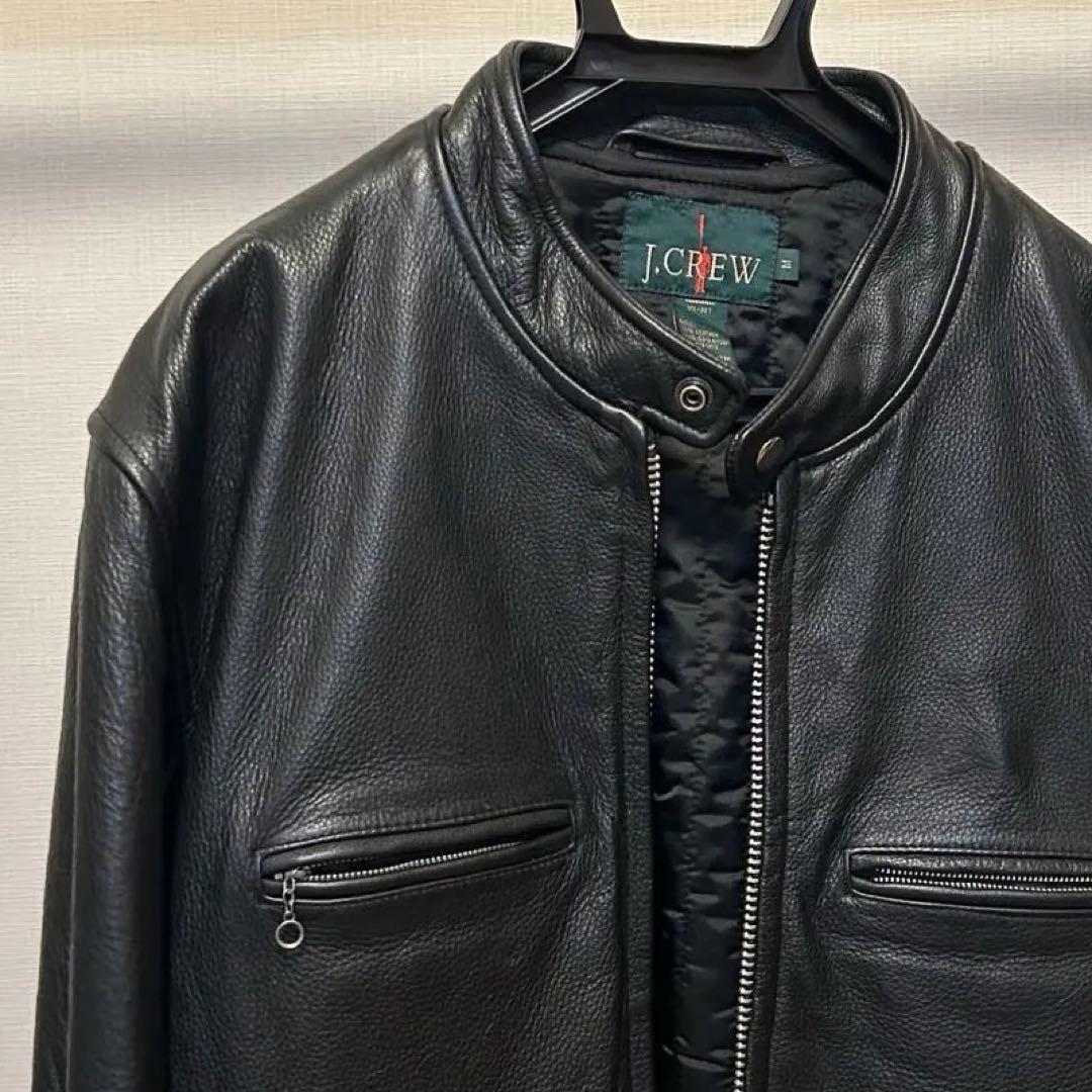 J.CREW ブラックレザーシングルライダースジャケット L