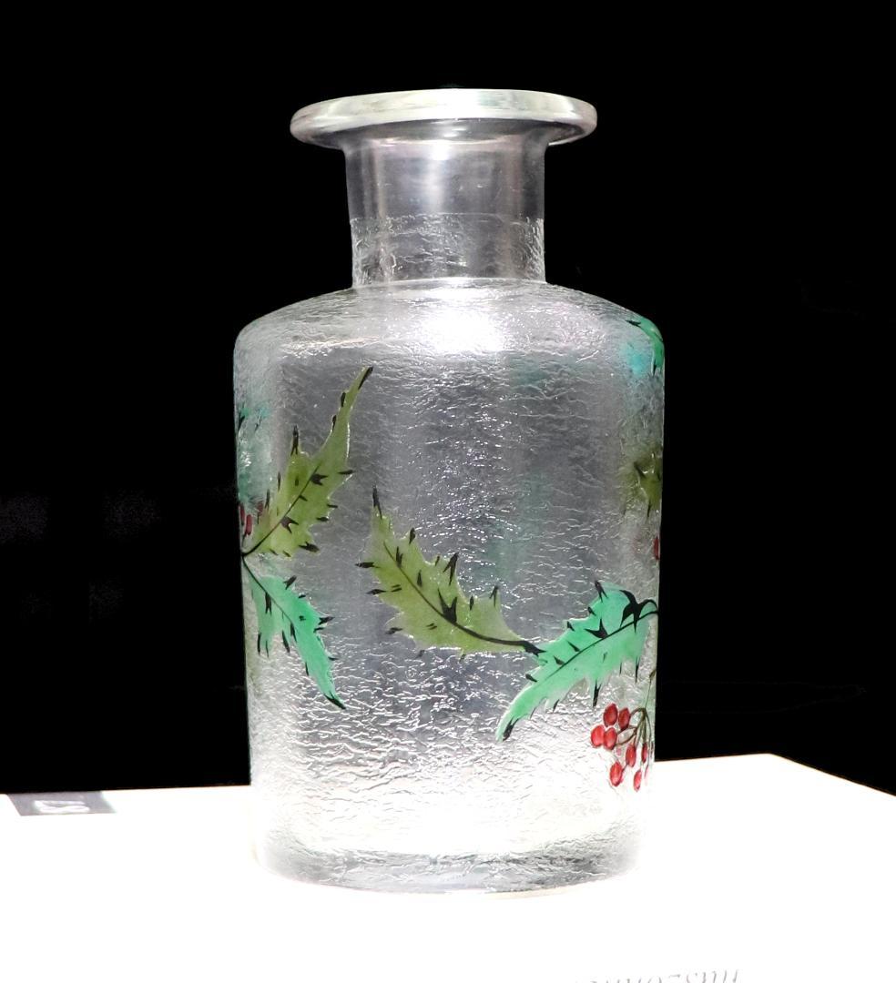 オールド・バカラ 美術館級 多色エナメル×アシッドエッチング ボトル13.1cm