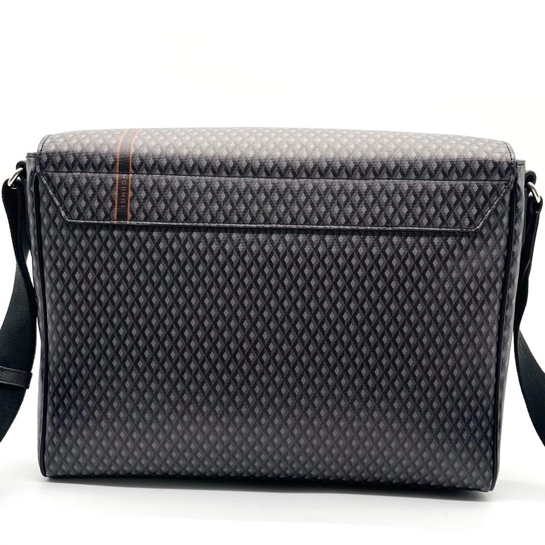 【未使用級】ダンヒル エンジンターン メッセンジャーバッグ PVC レザー 黒