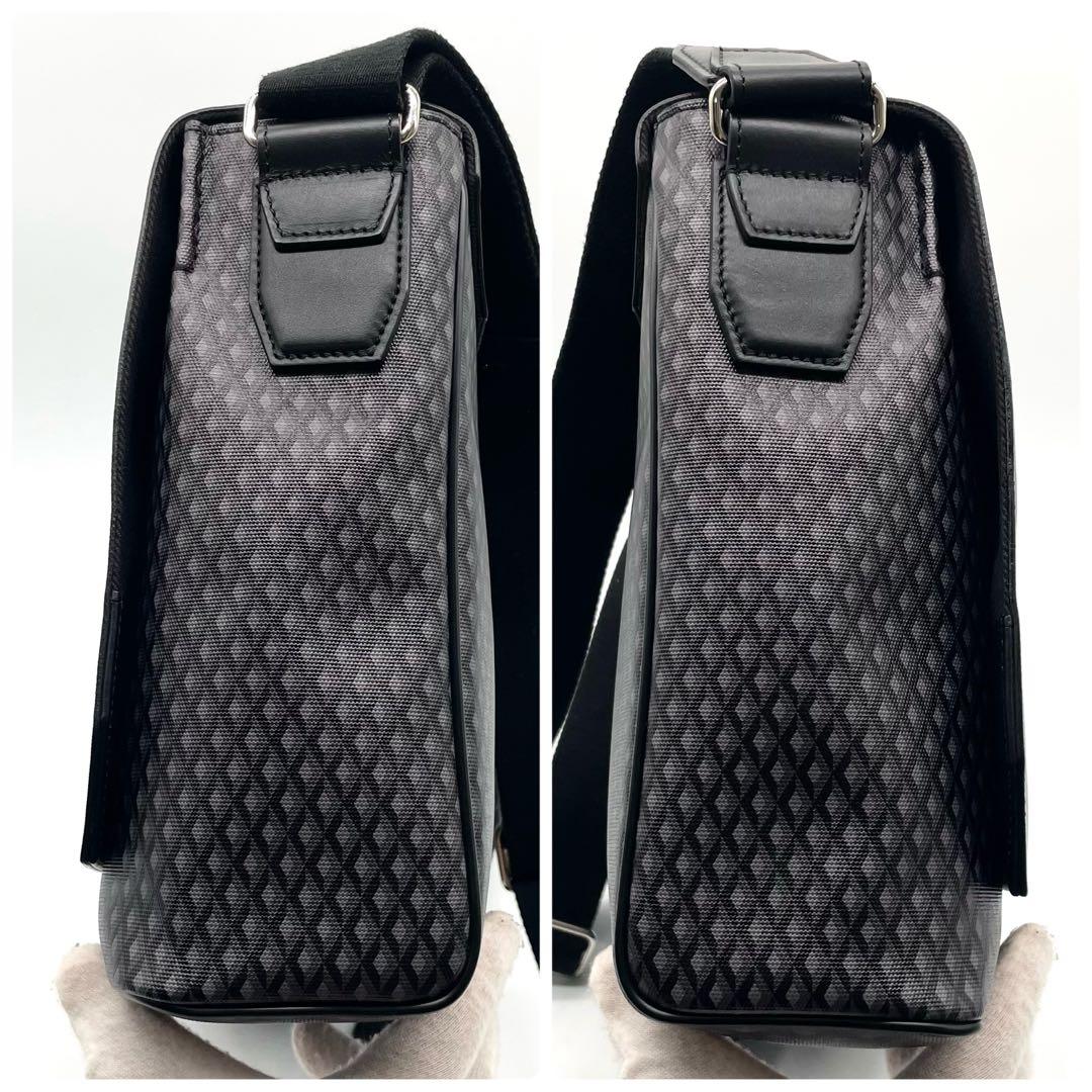 【未使用級】ダンヒル エンジンターン メッセンジャーバッグ PVC レザー 黒