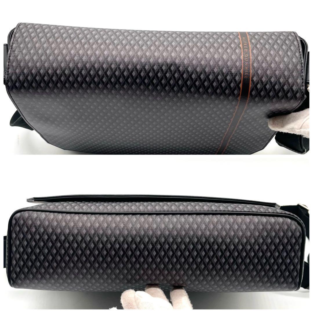 【未使用級】ダンヒル エンジンターン メッセンジャーバッグ PVC レザー 黒