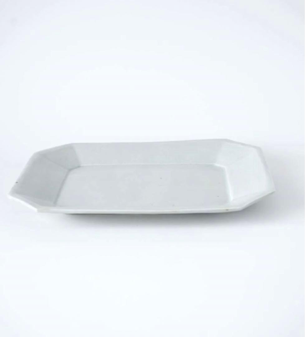 【希少】【未使用・新品】角田淳・すみ切り長方皿（大）/ 灰釉