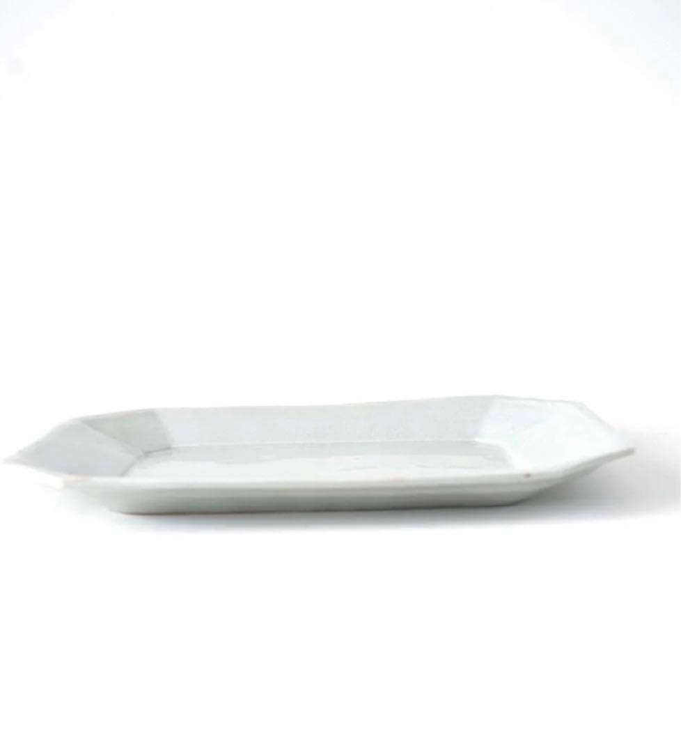 【希少】【未使用・新品】角田淳・すみ切り長方皿（大）/ 灰釉