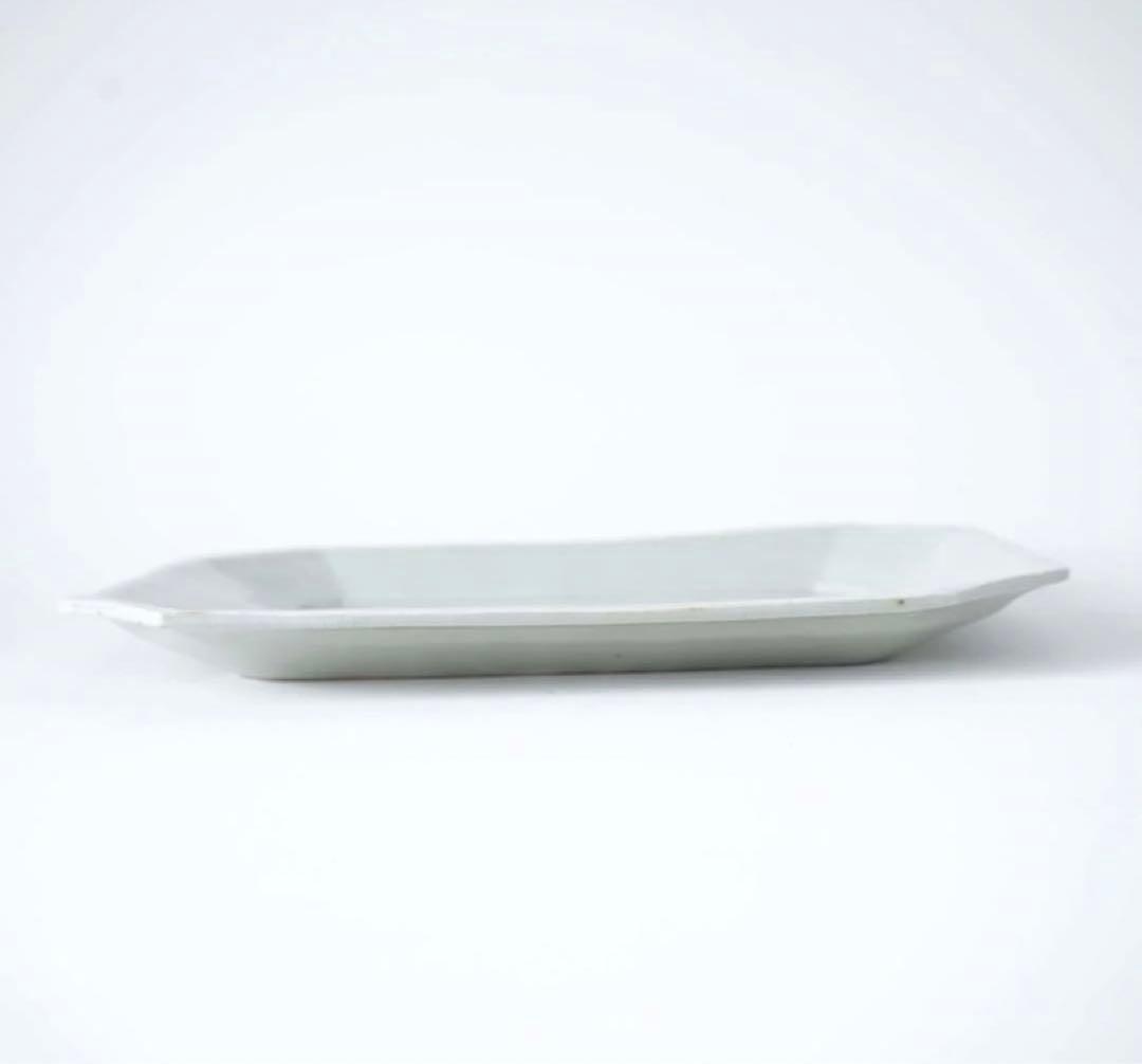 【希少】【未使用・新品】角田淳・すみ切り長方皿（大）/ 灰釉