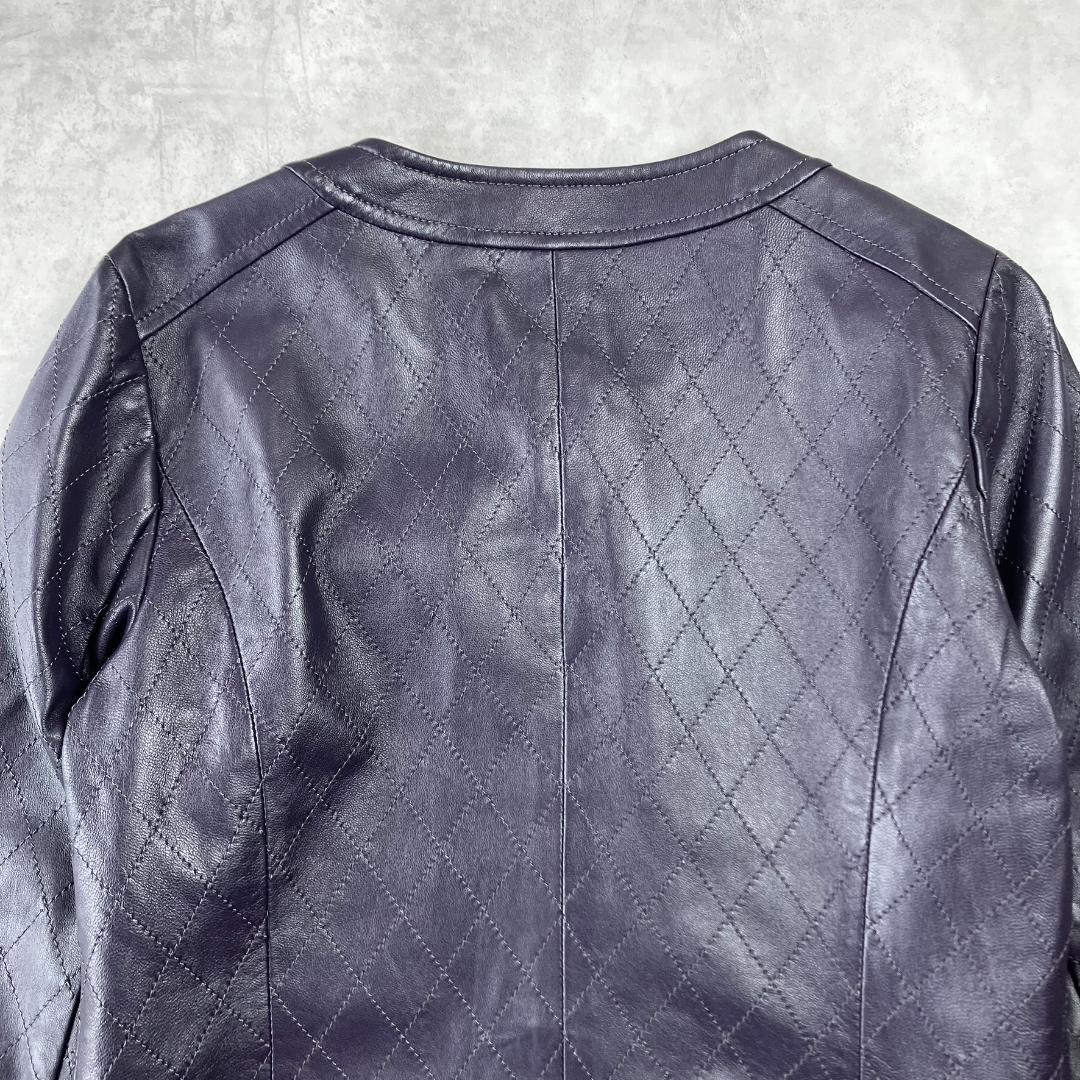 美品　AMACA　アマカ　ラムレザージャケット　ライダース　ノーカラー　674