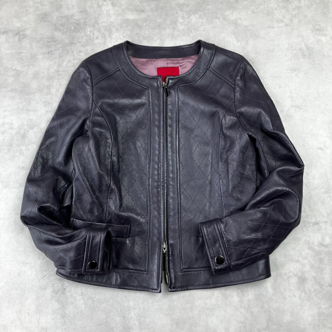 美品　AMACA　アマカ　ラムレザージャケット　ライダース　ノーカラー　674