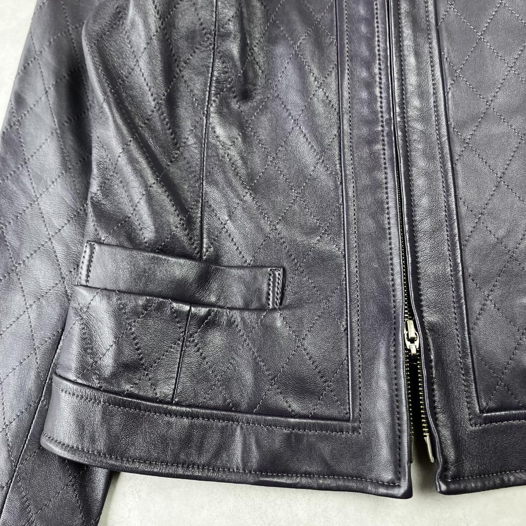 美品　AMACA　アマカ　ラムレザージャケット　ライダース　ノーカラー　674