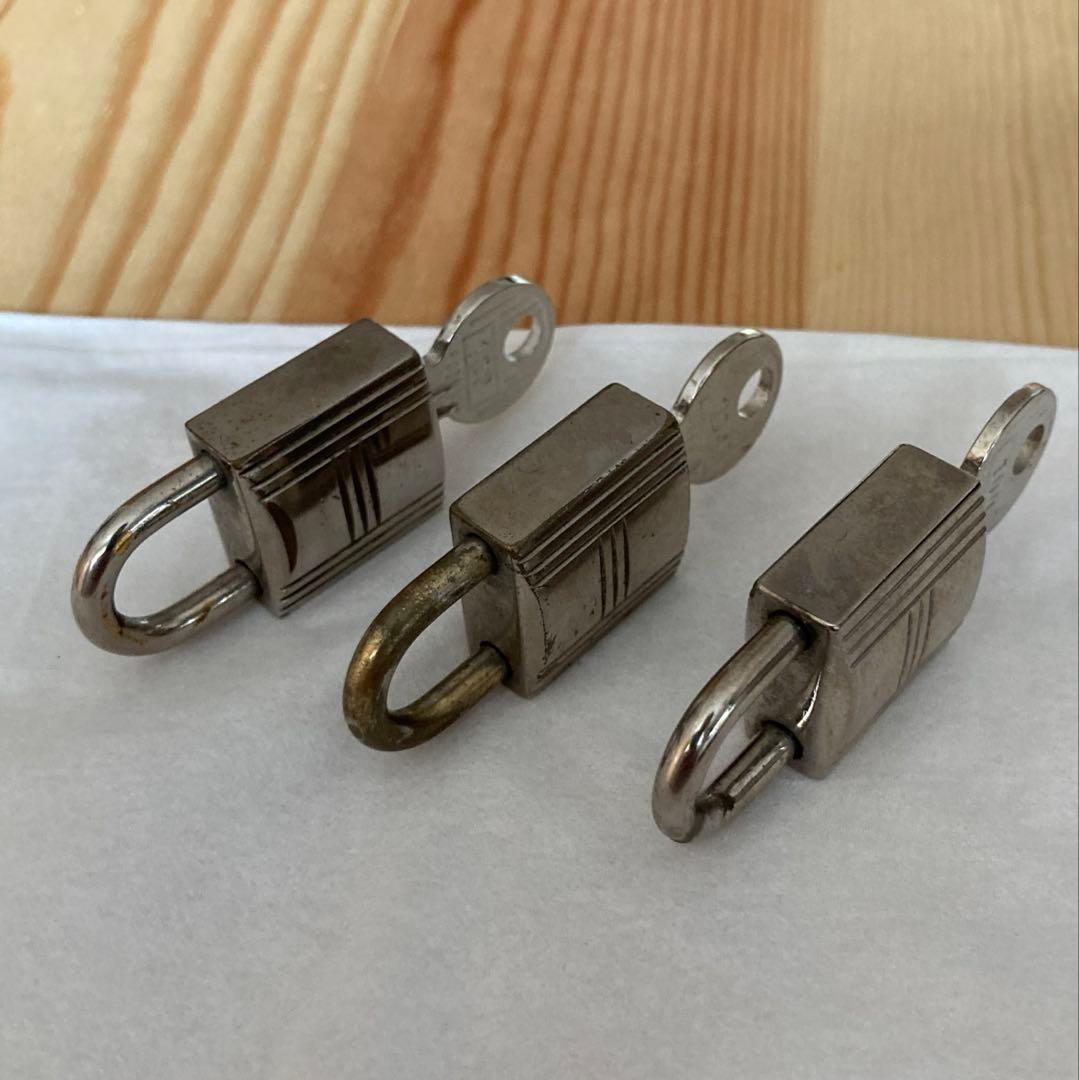 HERMES　エルメス　シルバーカデナ　パドロック　3個セットまとめ