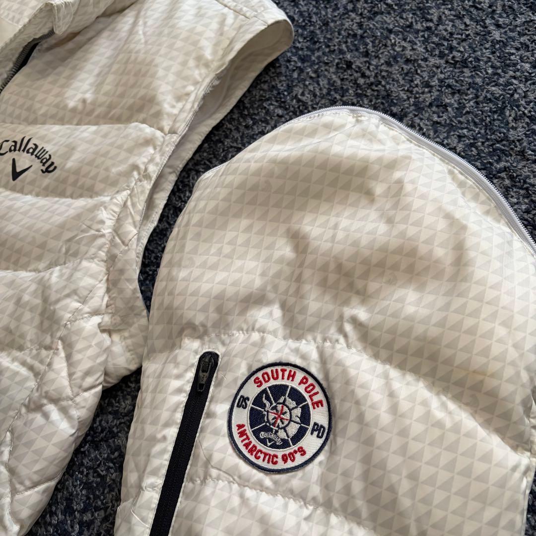 キャロウェイ　ダウンジャケット　総柄　2WAY　ブルゾン　ベスト　ホワイト系　L