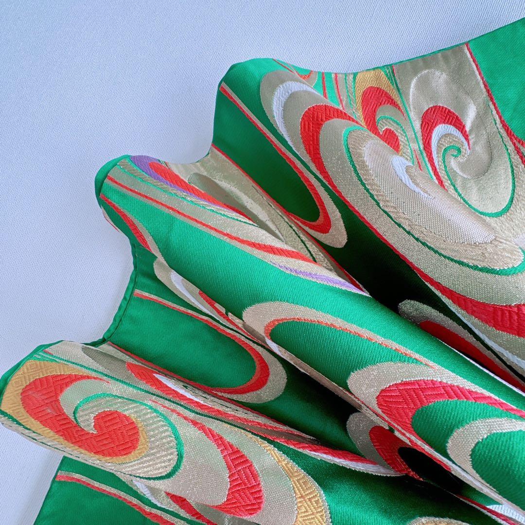 フルセット　七五三７歳女の子　着物　朱地　薄手　緑袋帯　小物セット　51919