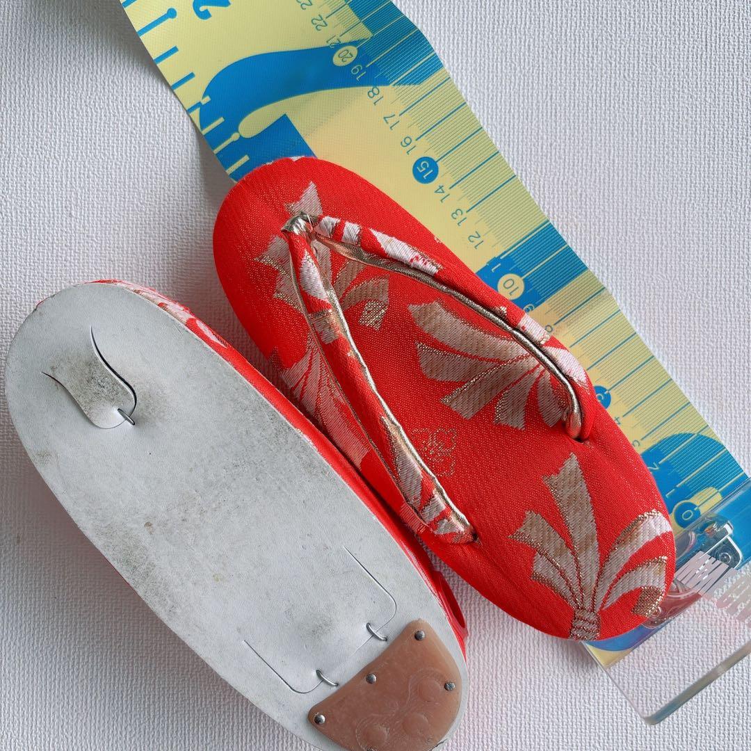 フルセット　七五三７歳女の子　着物　朱地　薄手　緑袋帯　小物セット　51919