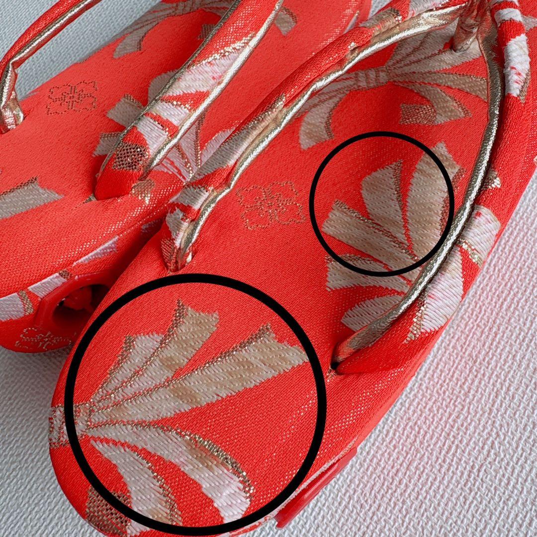 フルセット　七五三７歳女の子　着物　朱地　薄手　緑袋帯　小物セット　51919