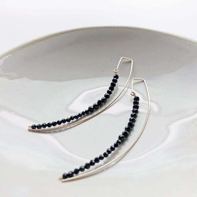 クリスタルピアス（ブラックゴールド）