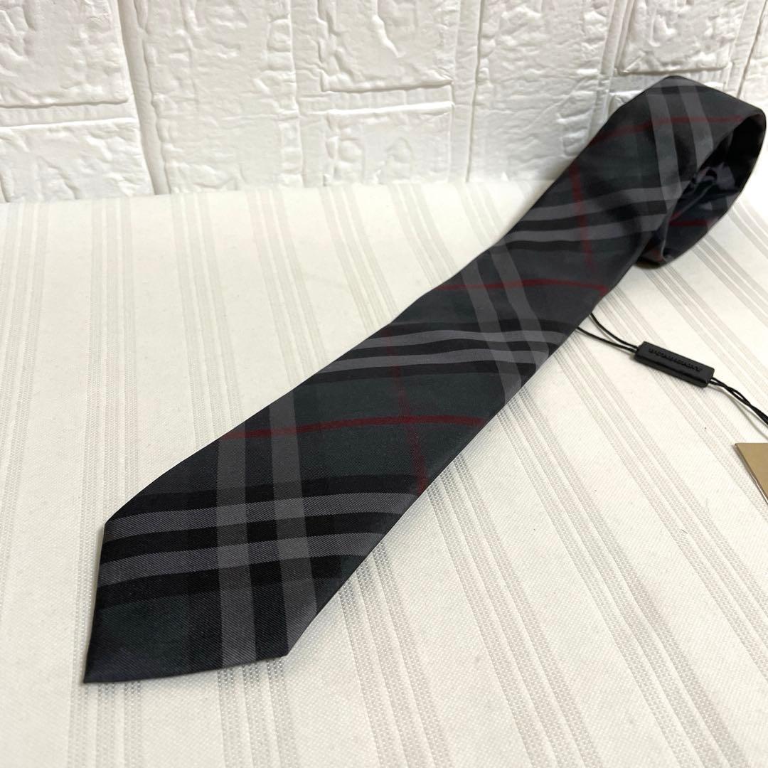 未使用品 BURBERRY バーバリー ネクタイ グレー ノバチェック