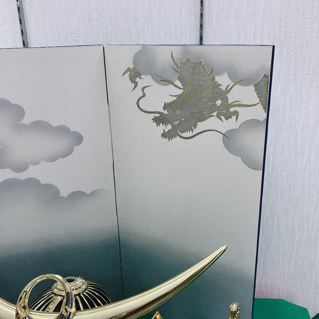 E35 訳あり特価！青竜屏風　端午の節句　五月人形鎧兜　五月屏風　五月初節句