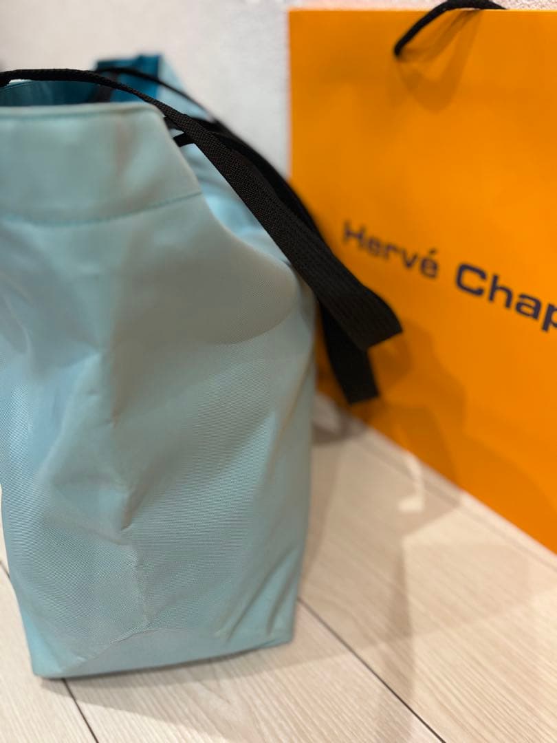 hah363 エルベシャプリエ 超美品 水色X青の大判舟形トートバッグXL