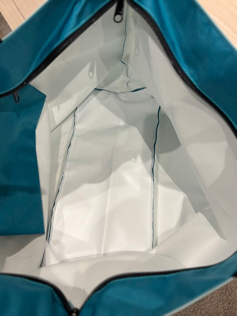 hah363 エルベシャプリエ 超美品 水色X青の大判舟形トートバッグXL